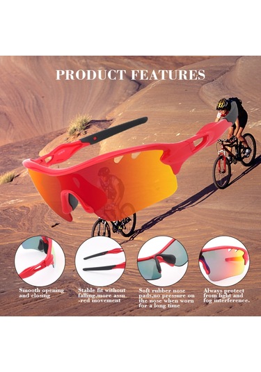 3-10 Yaş Çocuk Spor Polarize Güneş Gözlüğü 3 Değiştirilebilir Lensli Serin Bisiklet Uv Koruma Güneş Gözlüğü - Gök Mavisi Mavi