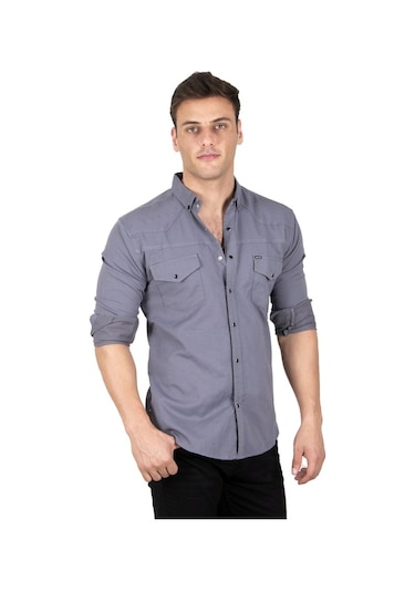 Deepsea Erkek Füme Çıtçıtlı Kot Gömlek 2300419 Füme Deepsea Erkek Füme Çıtçıtlı Kot Gömlek 2300419 Füme