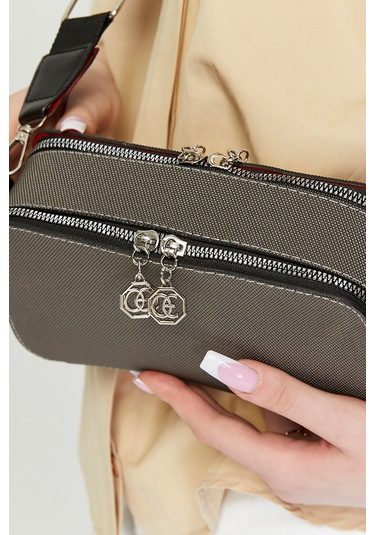 Morpelikan Koyu Gri Kabartma Kadın Omuz Çantası Gri