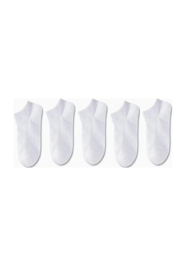 Garanti Çorap Düz Beyaz Unisex Patik 5 Li Koyu Beyaz