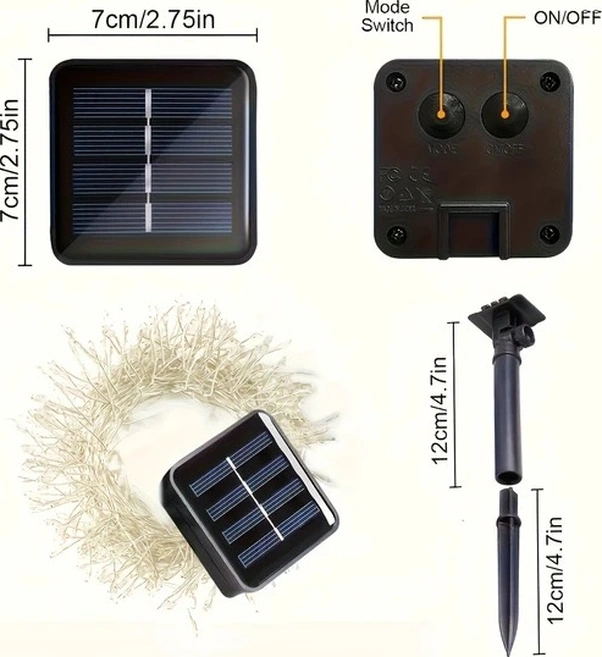 Trendooze Gaojunshop01 100 Led Güneş Enerjili Bahçe Ampul, Dayanıklı Beyaz Işık Aydınlatma