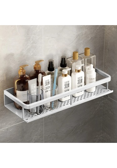 Banyo Rafı 30/40/50 Cm Mutfak Duvar Rafı Duş Tutucu Depolama Beyaz