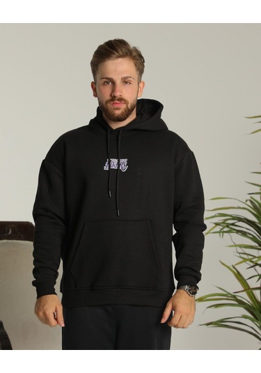 Sevgili Kombini Çift Unisex Oversize Baskılı Sweatshirt Siyah