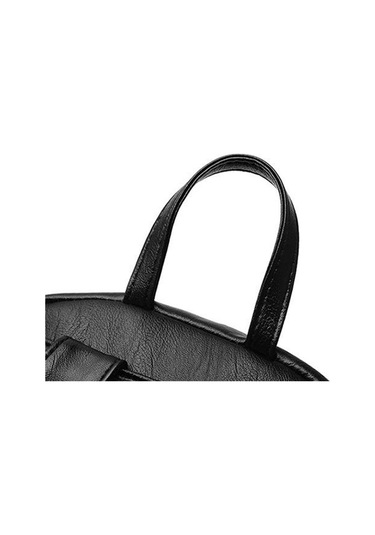 Kadın Düz Renk Çift Omuz Açık Hava Eğlence Büyük Kapasiteli Çok Fermuarlı Çanta Black Siyah