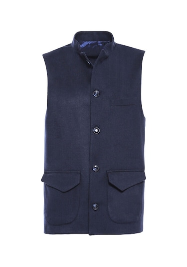 Lacivert Hakim Yaka Yelek 001