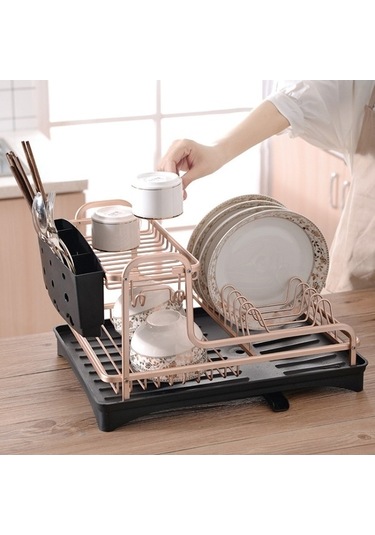 Didadodo Çift Katmanlı Uzay Alüminyum Bulaşıklık Mutfak Drenaj Rafı Çok Renkli