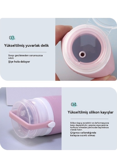 Silikon Seyahat Dağıtım Şişesi Seti-90ml 4'lü Set