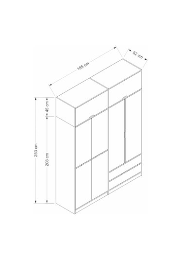 Elina 4 Kapaklı Yüklüklü Dolap - Dore/beyaz Beyaz