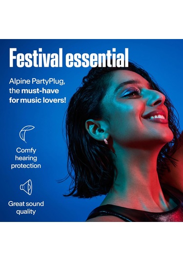 Alpine Partyplug Müzik Kulak Koruma Tıkaçları, 19 Db Gürültü Azaltma Siyah