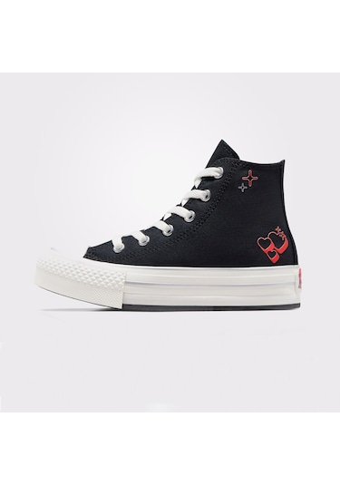 Converse Chuck Taylor All Star Eva Lift Platform Y2k Heart Çocuk Siyah Sneaker Düz A09122c Siyah