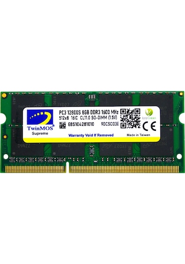 TwinMos MDD38GB1600N 8 GB DDR3 1600 MHz CL11 Notebook Ram