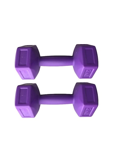 Leyaton Vinyl Kaplı Mor Dambıl 2 KG x 2 Adet