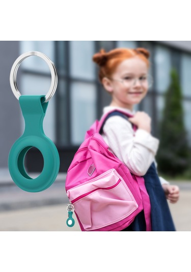 Hangfox Airtag İçin Silikon Korumalı Kılıf, Çizik Ve Darbeye Dayanıklı, Paslanmaz Çelik Anahtar Zinciri İle, Siyah