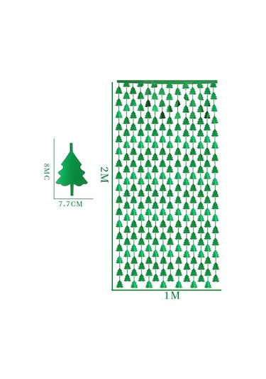 Noel Ağacı Metalik Simli Perde - Altın - 1m 2m, Parlak Püsküller, Folyo Püsküllü Perdeler, Parlak Kapılar Ve Pencereler Diğer