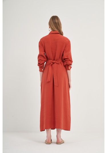 Ftz Modal Elbise Kiremit 31033 Kiremit