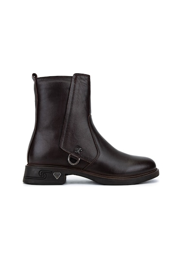 Tamer Tanca Kadın Hakiki Deri Kahverengi Topuklu Bot 1065 3450 Bn Bot Sk25-26 Kahve Dr Kahverengi