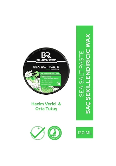 Black Red Saç Sea Salt Deniz Tuzu Saç Spreyi & Seal Salt Paste Saç Şekillendirici Mat Wax 2'li Set