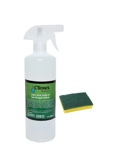 Clintex Kimya Saf Ipa Spreyli Izopropil Alkol Yüzey Temizleyici 1 L + Sünger