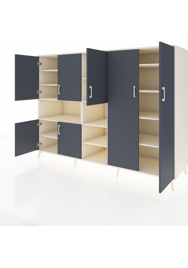 Kronos Dolap 13 Raflı 7 Kapaklı 220x59x163 Aytaşı-antrasit/aytaşı Aytaşı-antrasit/aytaşı