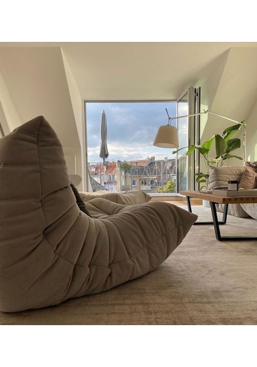 Edsy Puffer Relax Taş Renk Berjer Krem