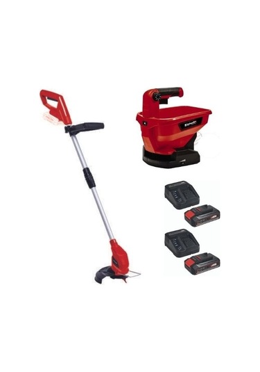 Einhell GC-CT 18/24 Li Kenar Kesme Makinesi + GE-US 18 Li Akülü Gübre Çim Tohum Serpme Makinesi + 2 x 2.5 Ah Akülü Set