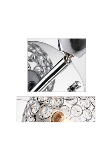 Reedark Modern Kristal Duvar Aydınlatma - G9 Led Avize Yatak Odası Koridor Işığı Gümüş