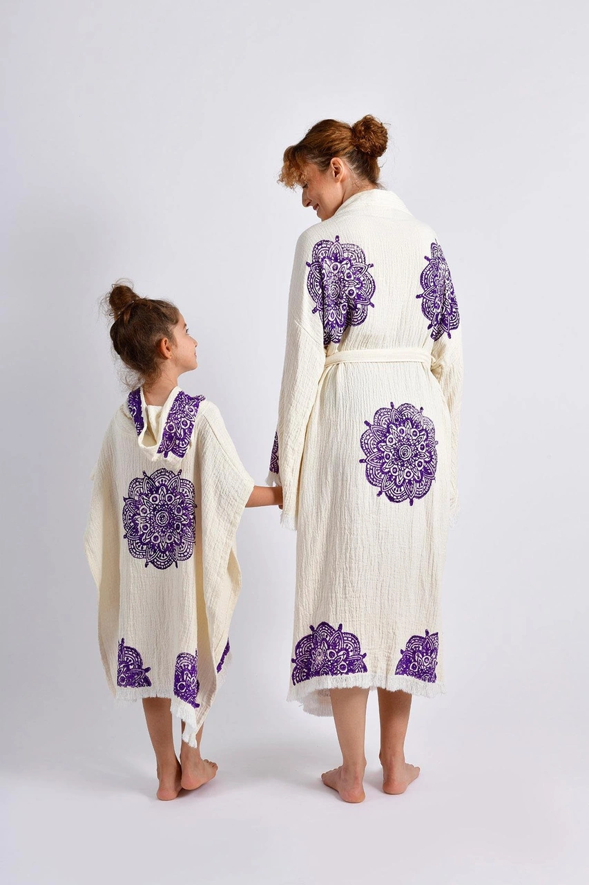 Brandsmithshop Naturel Mandala Kimono &çocuk Panço Set Çok Renkli