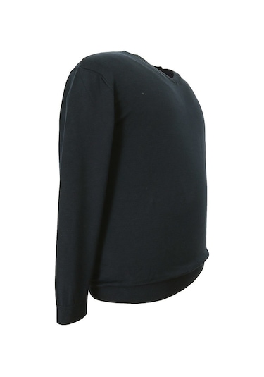 Erkek Büyük Beden Battal Boy 110 Kilo İçin Uygun V Yaka Triko Kazak Siyah