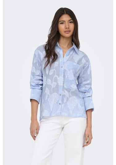 Only Onlastana Desenli % 100 Pamuk Regular Fit Gömlek Bayan Gömlek 15380458 Açık Mavi Only Onlastana Desenli % 100 Pamuk Regular Fit Gömlek Bayan Gömlek 15380458 Açık Mavi