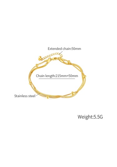 Sones Opk Gz198 Basit Paslanmaz Çelik Çift Katmanlı Boncuk Bileklikler Altın