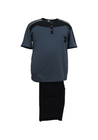 Erkek Büyük Beden Battal Boy Tişört-Kapri Pijama Takımı (545824295)