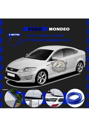 Ford Mondeo Oto Araç Kapı Koruma Fitili 5metre Parlak Mavi Renk