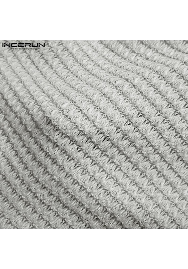 Açık Gri İncerun Bahar Erkek Uzun Kollu Salaş V Yaka Üstler Açık Gri