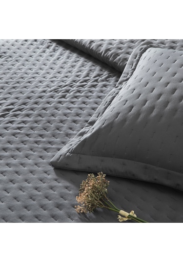 Linens Gardenia Çift Kişilik Yatak Örtüsü Seti Antrasit