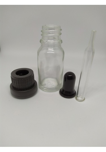 10Ml Cam Şeffaf Şişe İnce Cam Damlalıklı Kırılır Kapak (10 Adet)