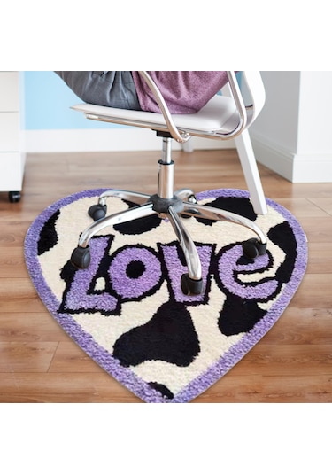 Homyl Oyuncu Koltuğu Mat Zemin Koruyucu Halı Estetik Karikatür Menekşe