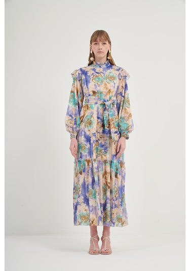 Ftz İpek Şifon Elbise Mor 31038 Mor