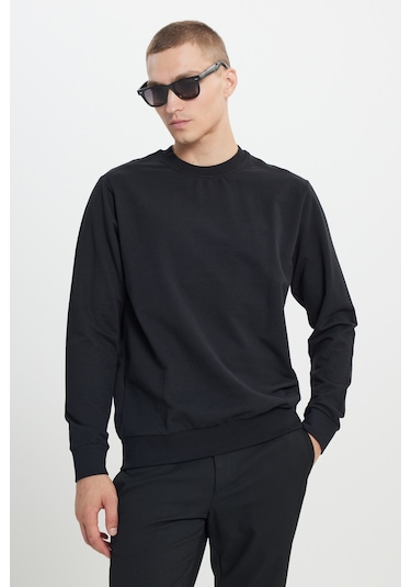 AC&Co / Altınyıldız Classics Erkek 2 İplik Pamuklu Standart Fit Normal Kesim Eşofman Takımı Paketi Siyah