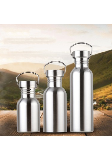 Suntek Geniş Ağızlı Açık Kamp Paslanmaz Çelik Spor Bisiklet Matarası 750 ML Gümüş