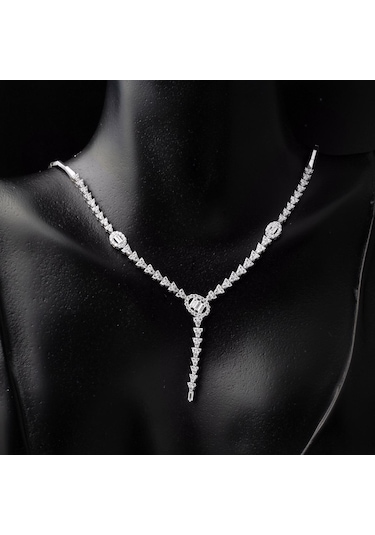 Baget 14 Ayar Beyaz Altın Takı Seti STVRB14K18184