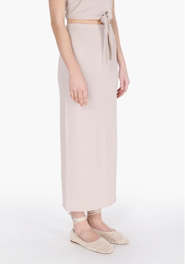 Colins Slim Fit Düz Kadın Bej Etek Cl1075023 Q1.v1 Beı Bej