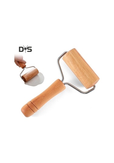 Novahub Ahşap Oklava Hamur Açma Makinesi Fondan Pizza Pişirme Aracı Paslanmaz Çelik Yuvarlatıcı 19x11.4x4cm