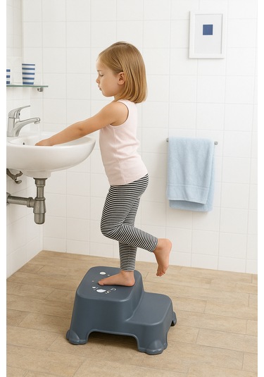 Çocuk Klozet Banyo Basamağı Gri Basamak Gri
