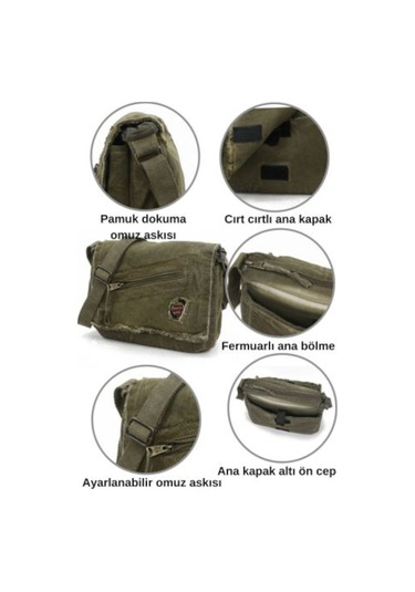 Old Cotton Cargo 7136 Küçük Asker Yeşili Haki Günlük Omuz Çantası