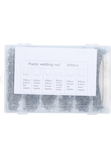 Ranyeek Araba Tamponu Tamiri İçin Tungsten Çelik Kaynak Çivi Seti - 6 Farklı Boyut, 3000 Adet, Dayanıklı Ve Korozyona Dayanıklı, Plastik Onarım Aleti