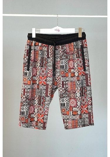 Desenli Erkek Şort Kapri Mayo Rks-05 Remsa Mayo Siyah