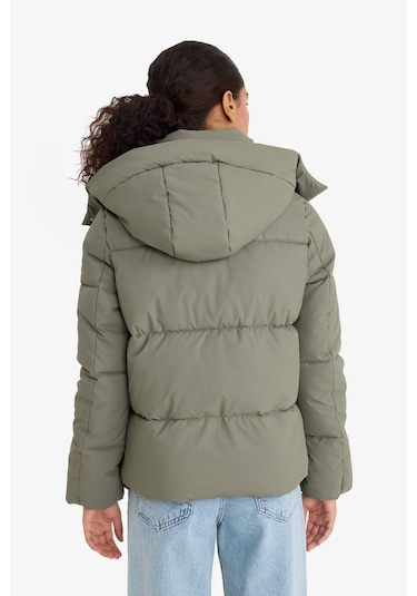 Defacto Regular Fit Kapüşonlu Fermuarlı Şişme Mont F2143ax25wnkh6 Haki-kh6