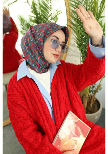 Twill Ipek Eşarp Petrol Yeşili, Kırmızı, Turuncu, Bordo, Saks...