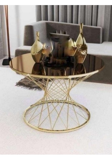 Kayzer Zigon Orta Sehpa Gümüş Ayak Siyah Cam Altın - Siyah