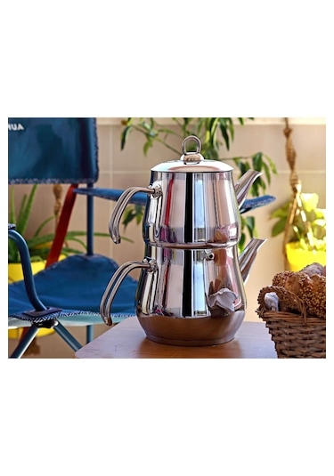 Yunusoğlu Home Aletta Büyük Boy Çelik Çaydanlık Metal Kulp Aile B Çelik